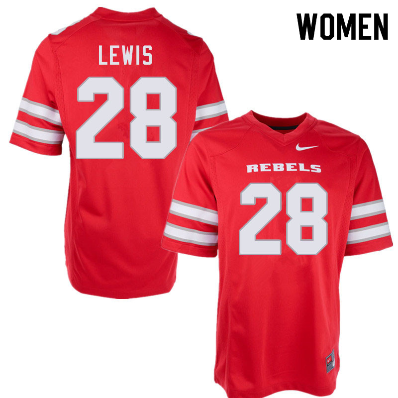 Women #28 Aaron Lewis UNLV Rebels College Football Jerseys Sale-Red - Click Image to Close